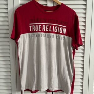 True Religion red and white short sleeve men’s T-shirt - size large